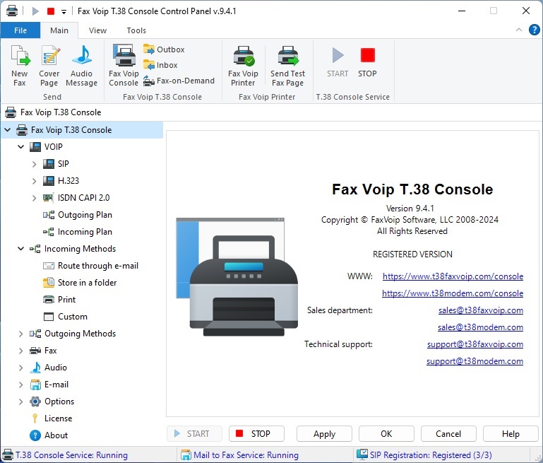 Fax Voip T.38 Console Control Panel