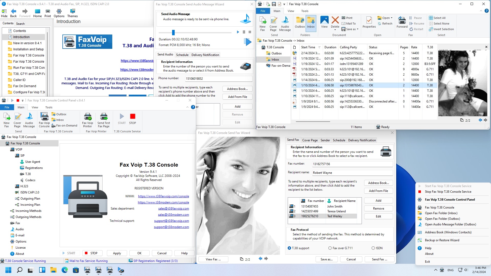 Screenshot of Fax Voip T.38 Console 9.2.1