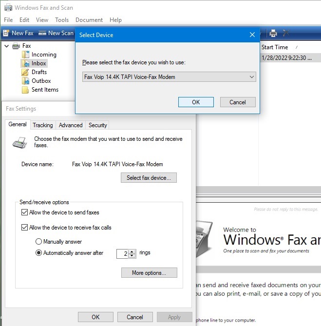 Configuring Microsoft Fax