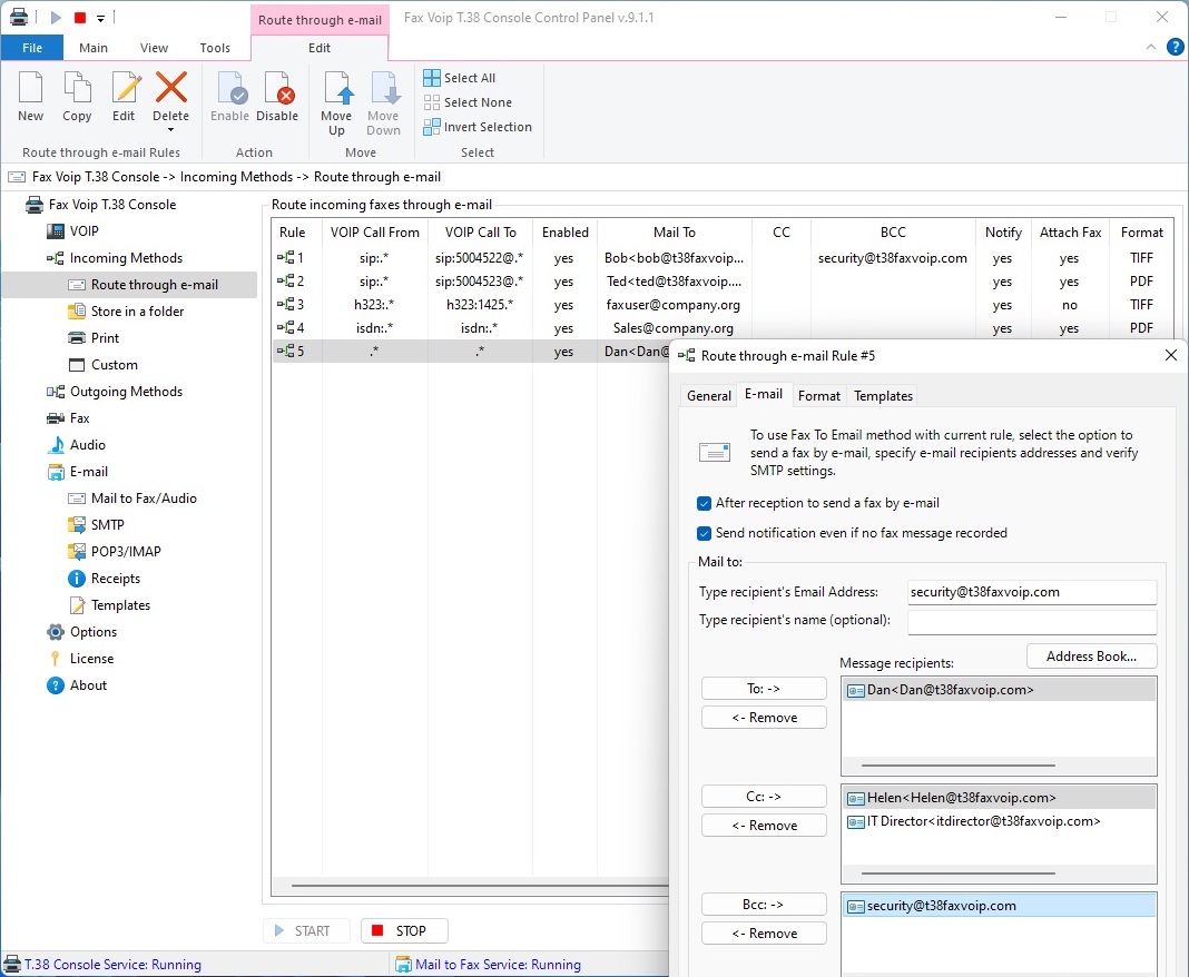 Route faxes through e-mail