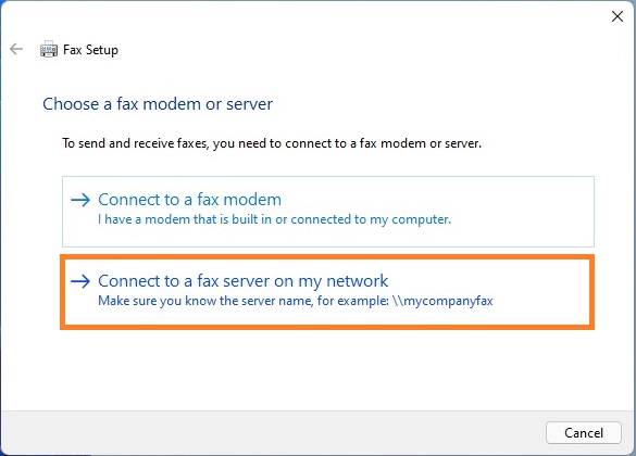 Connect to a fax server on my network