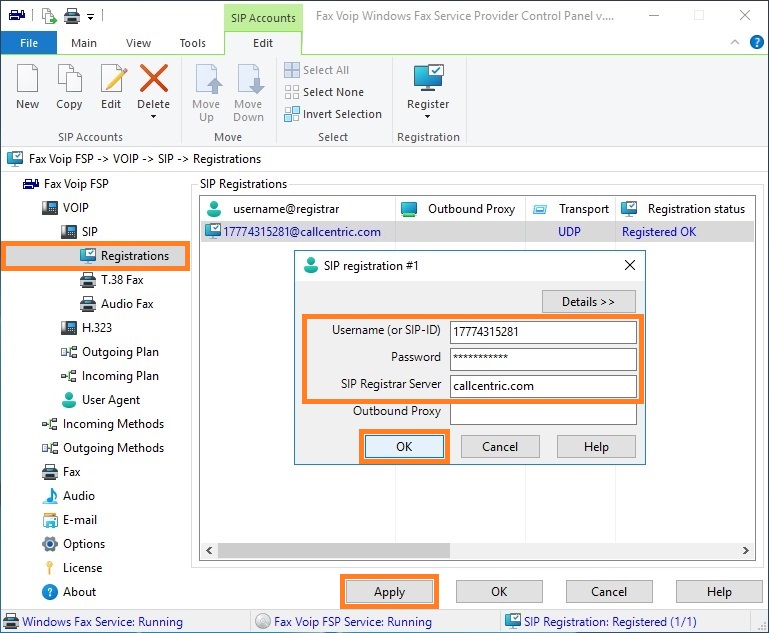 Configure SIP Registration