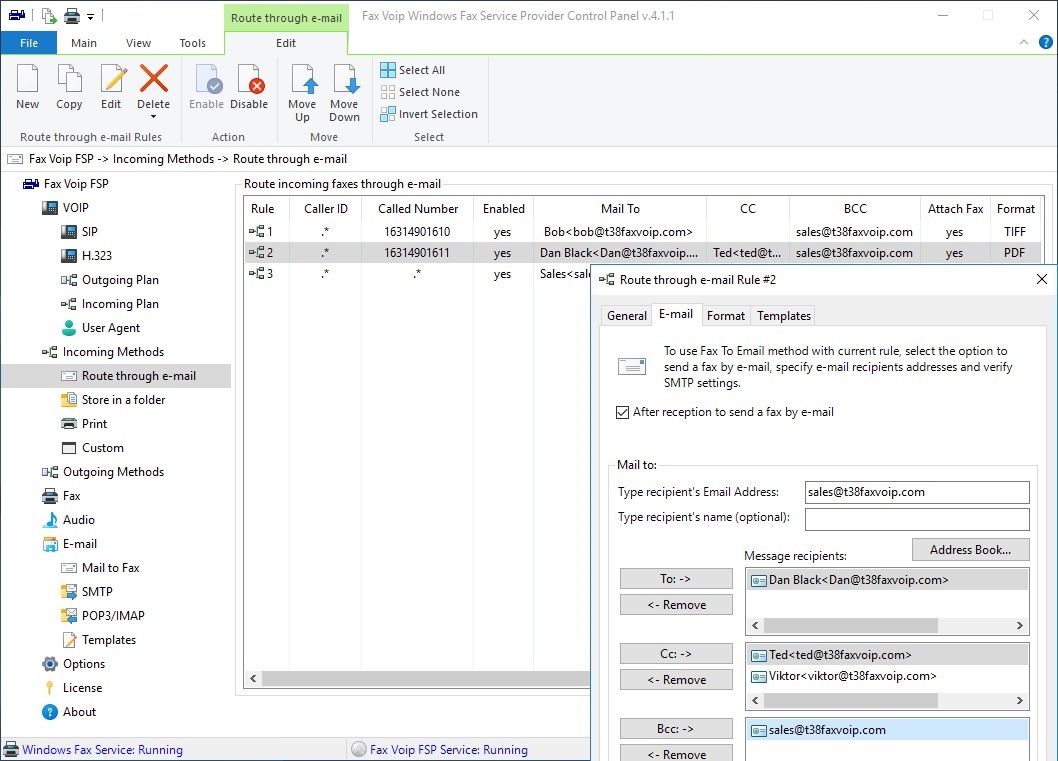 Route faxes through e-mail