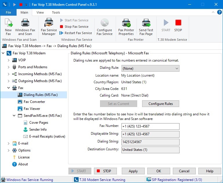 Dialing Rules (Microsoft Fax)