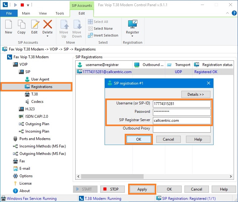 Configure SIP Registration