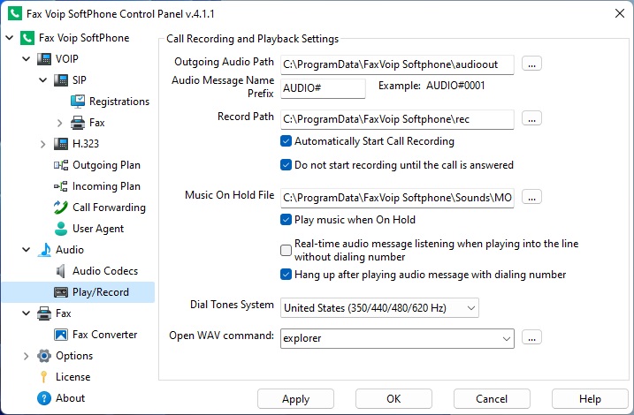 Fax Voip Softphone Control Panel