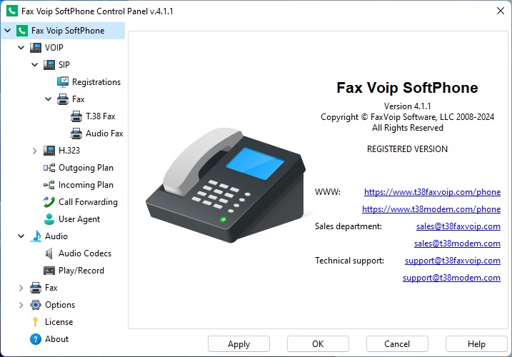 Fax Voip Softphone Control Panel