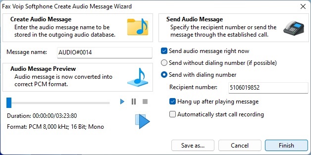 Create Audio Message